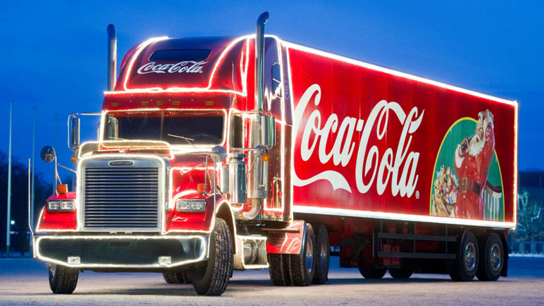 Пример дизайна фирменных грузовиков компании Coca-Cola