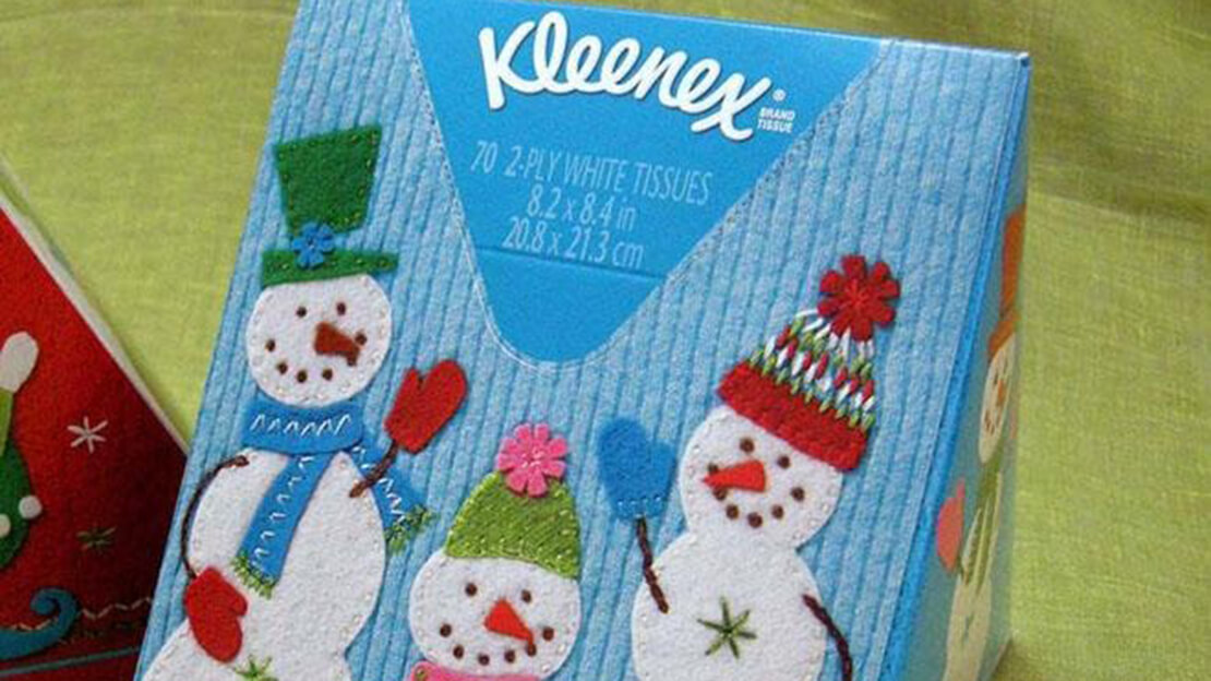 Пример новогодней упаковки компании Kleenex