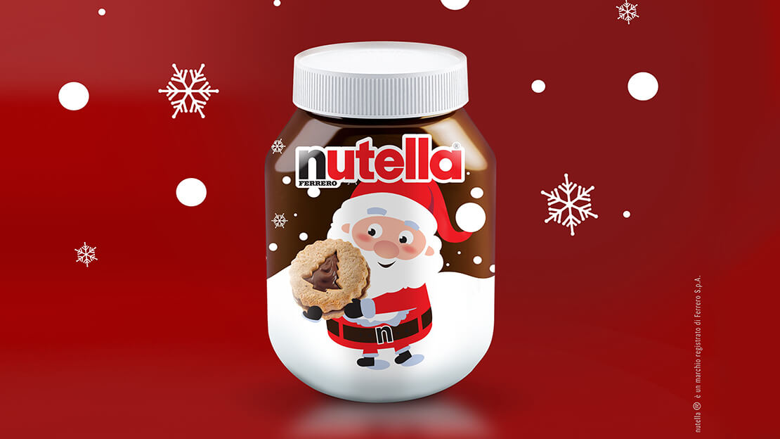 Пример новогодней упаковки компании Nutella